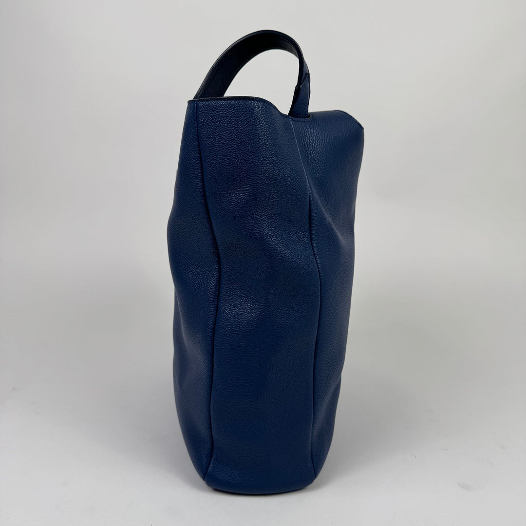 Prada Blue Triangle Logo Nappa Leather Large Tote Bag