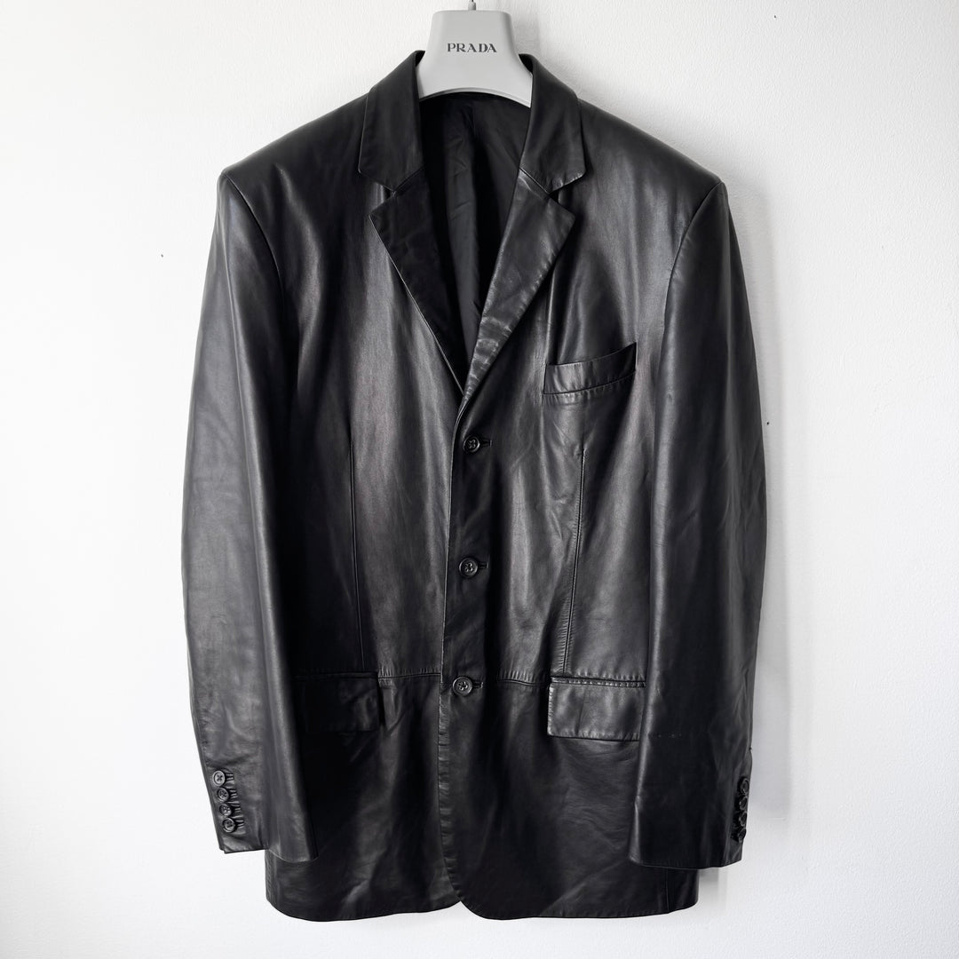 Jil Sander 2000’s Black Lamb Leather Blazer Jacket