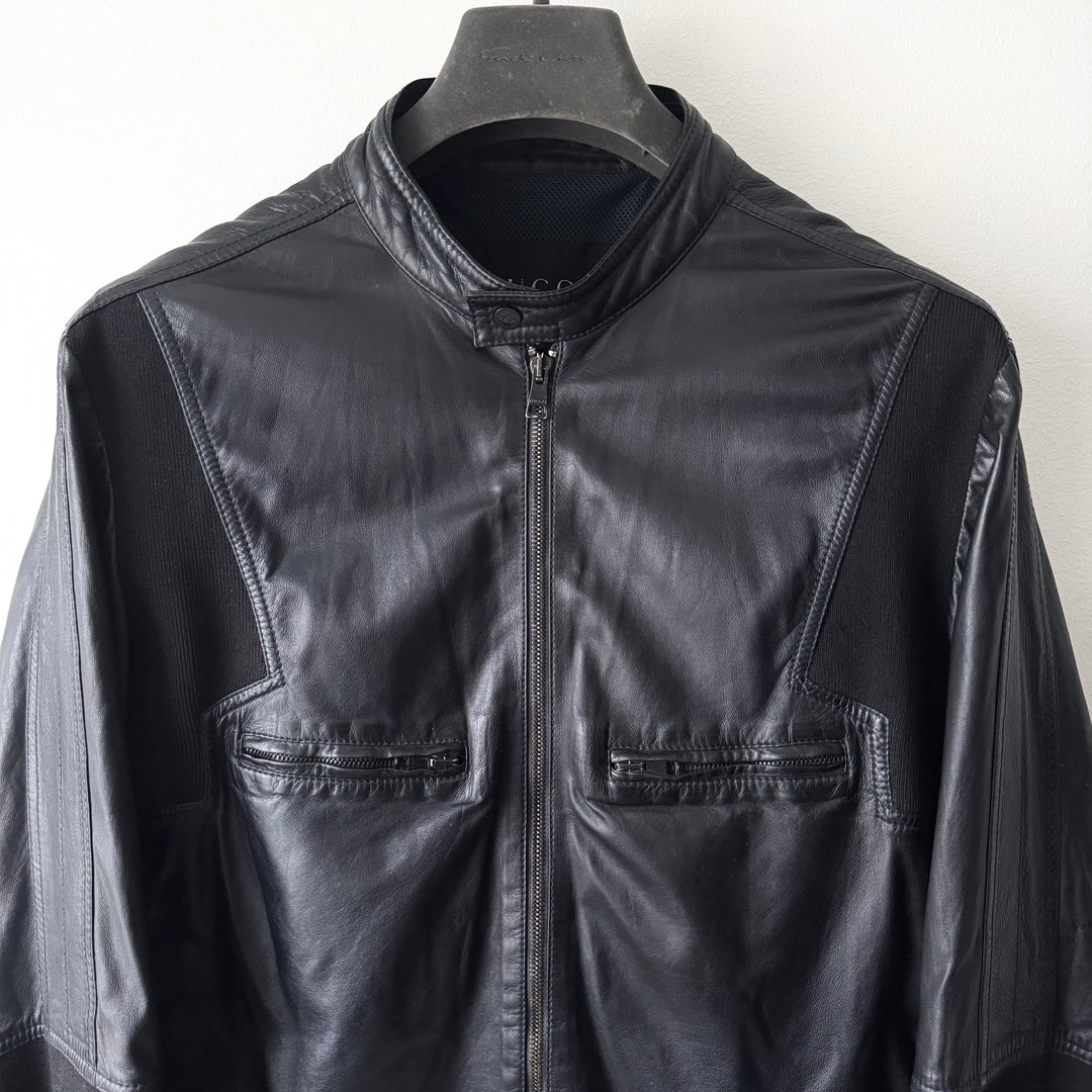 Gucci By Tom Ford SS1999 Navy Hybrid Cafe Racer Leather Jacket