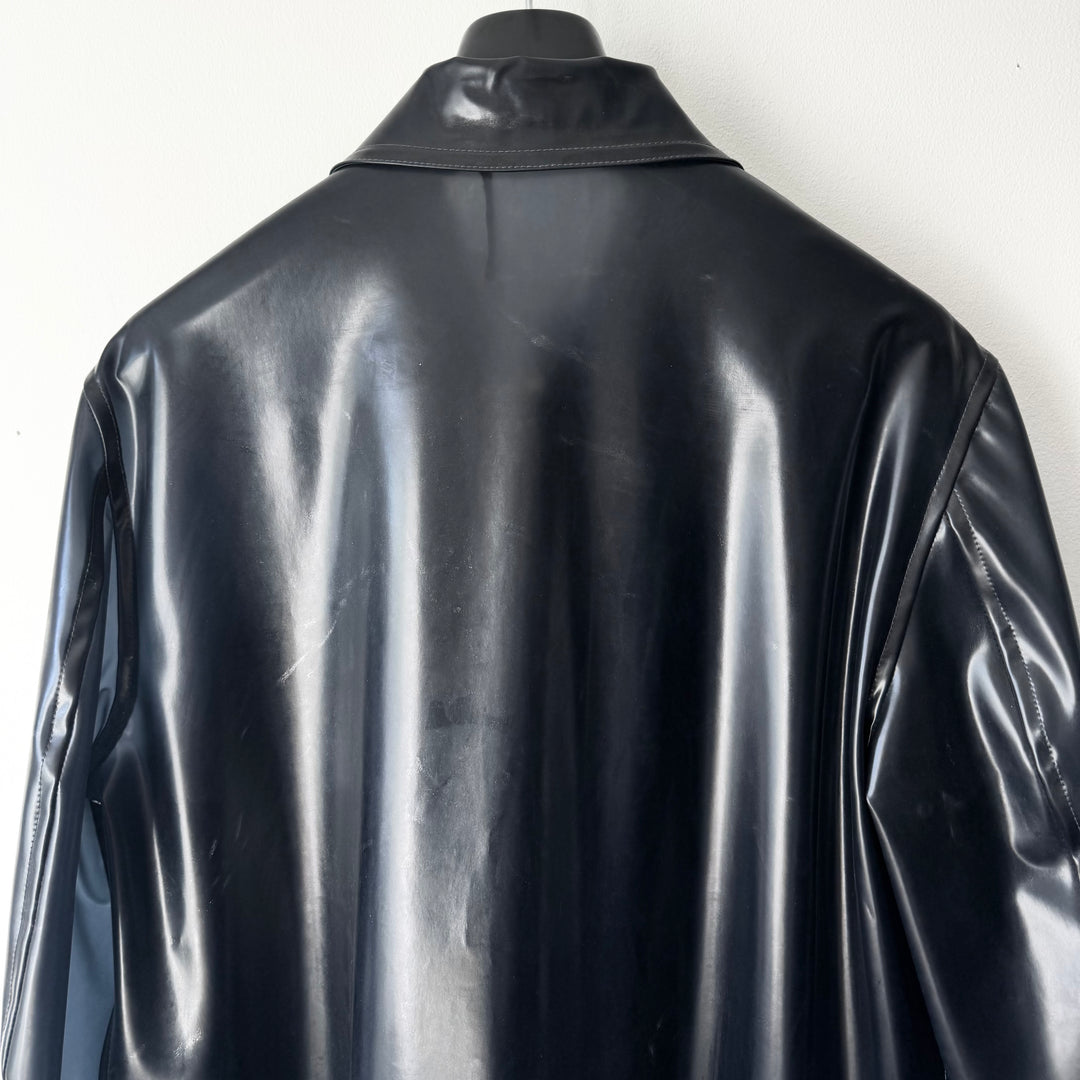 Hermes SS2000 Dark Navy Vinyl Zip-Up Overshirt Jacket