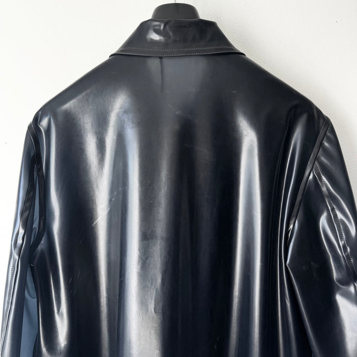 Hermes SS2000 Dark Navy Vinyl Zip-Up Overshirt Jacket