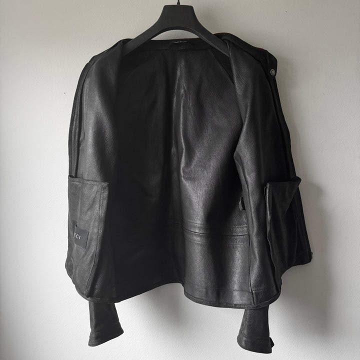 Gucci By Tom Ford SS2003 Vintage Effect Black Reverse Leather Café Racer Jacket