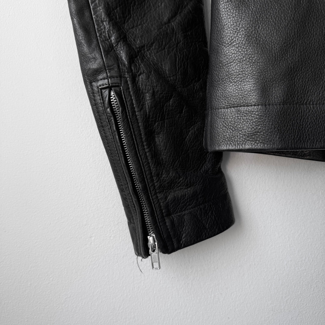 Rick Owens SS2016 Black Heavy Calf Leather Safari Moto Biker Jacket