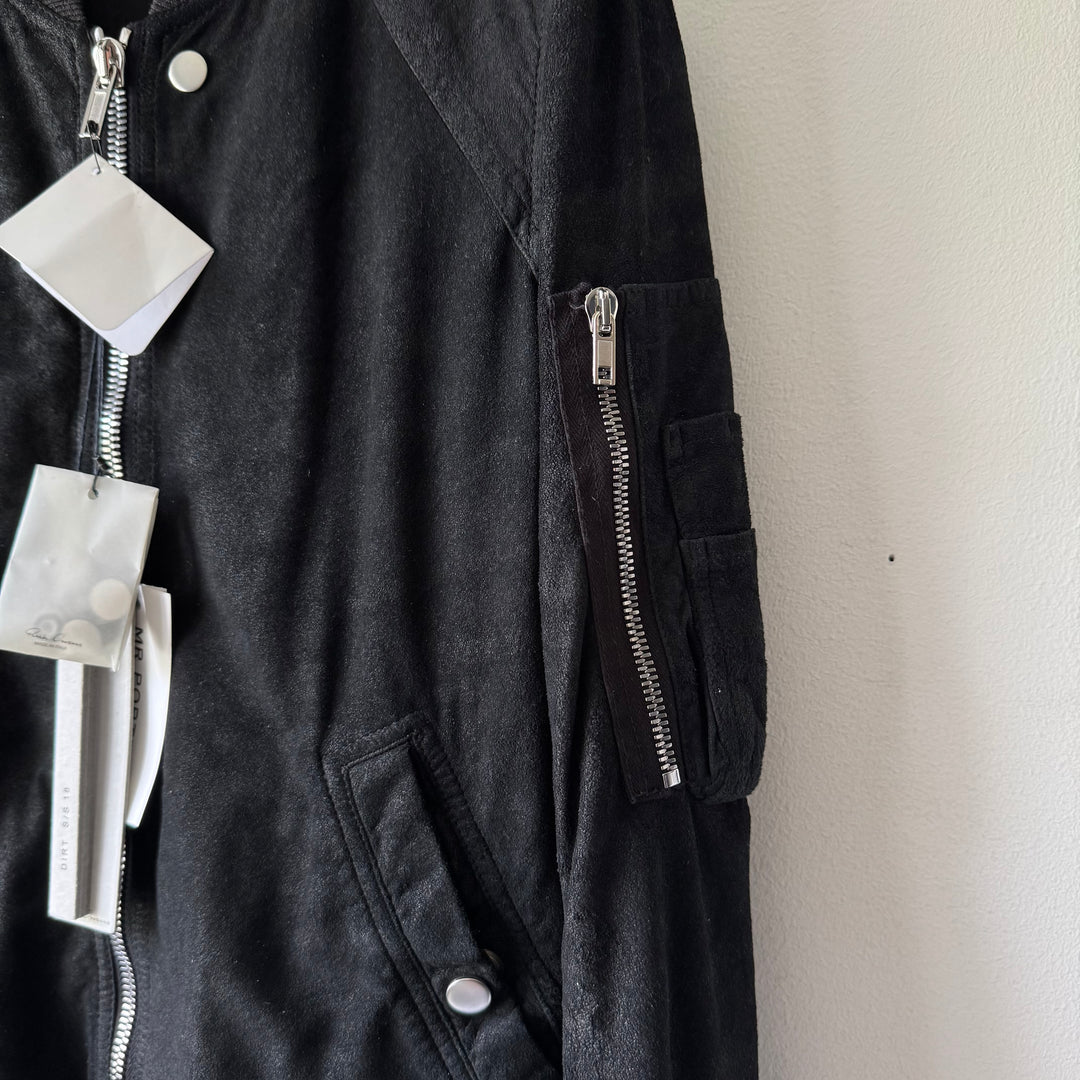 Rick Owens SS2018 Black Blistered Lamb Leather MA-1 Bomber Jacket