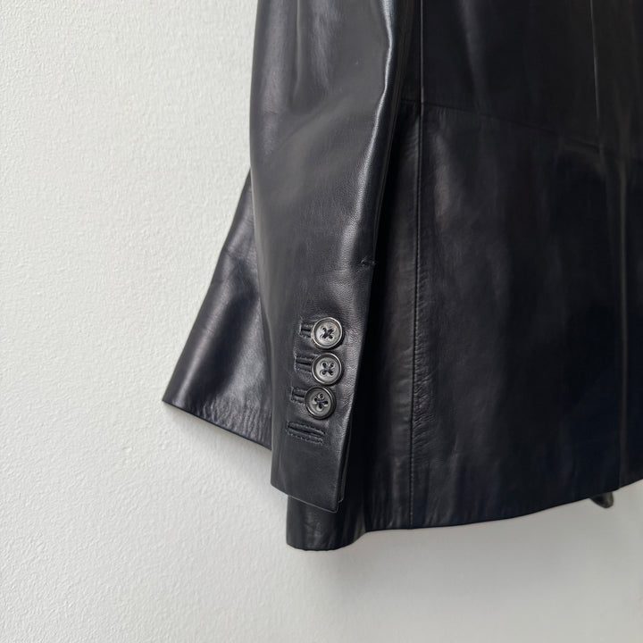 Jil Sander By Raf Simons 2000’s Dark Navy Nappa Lamb Leather Blazer Jacket