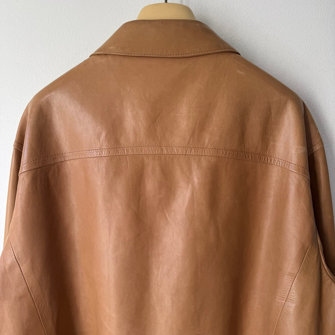 Gucci By Tom Ford SS1997 Brown Zip-Up Leather Shirt Blouson Jacket