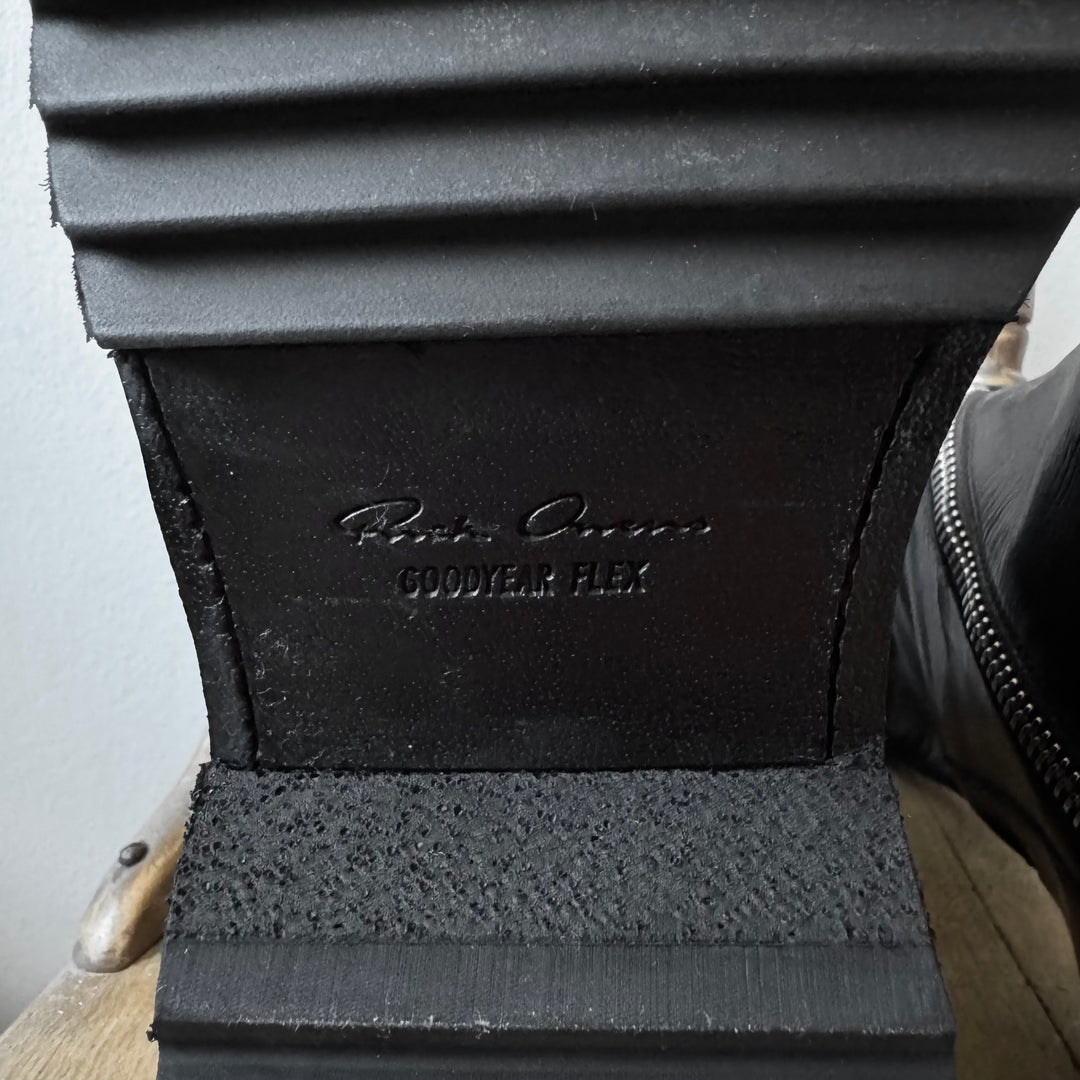 Rick Owens Black Spiral Zip Calf Leather Boots