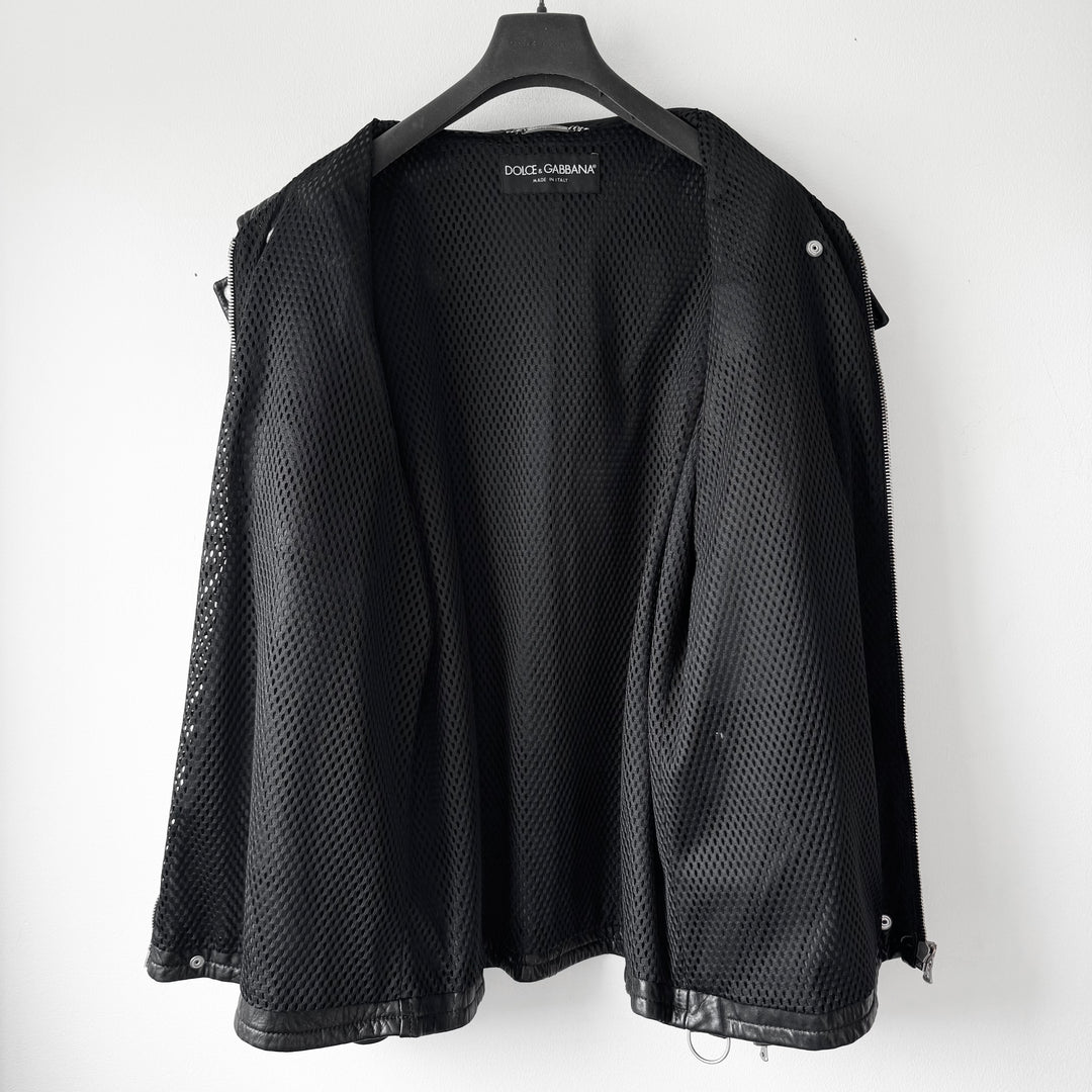 Dolce & Gabbana SS2004 Black Multi-Zip Runway Sheep Leather Jacket