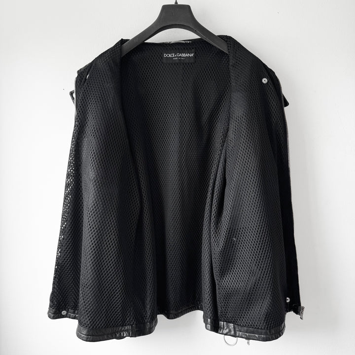 Dolce & Gabbana SS2004 Black Multi-Zip Runway Sheep Leather Jacket