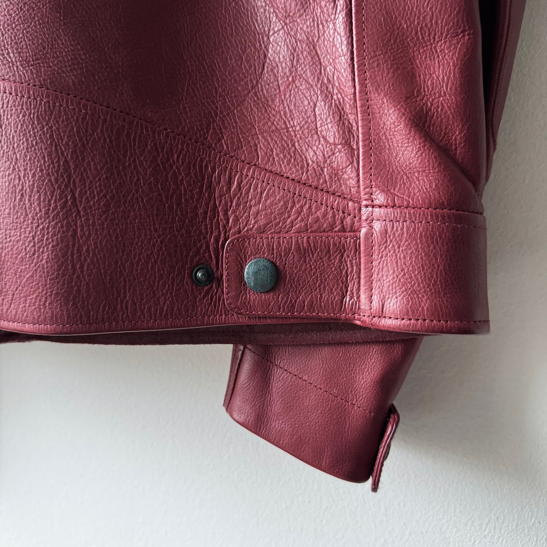 Gucci By Tom Ford FW2004 Burgundy Café Racer Moto Leather Jacket