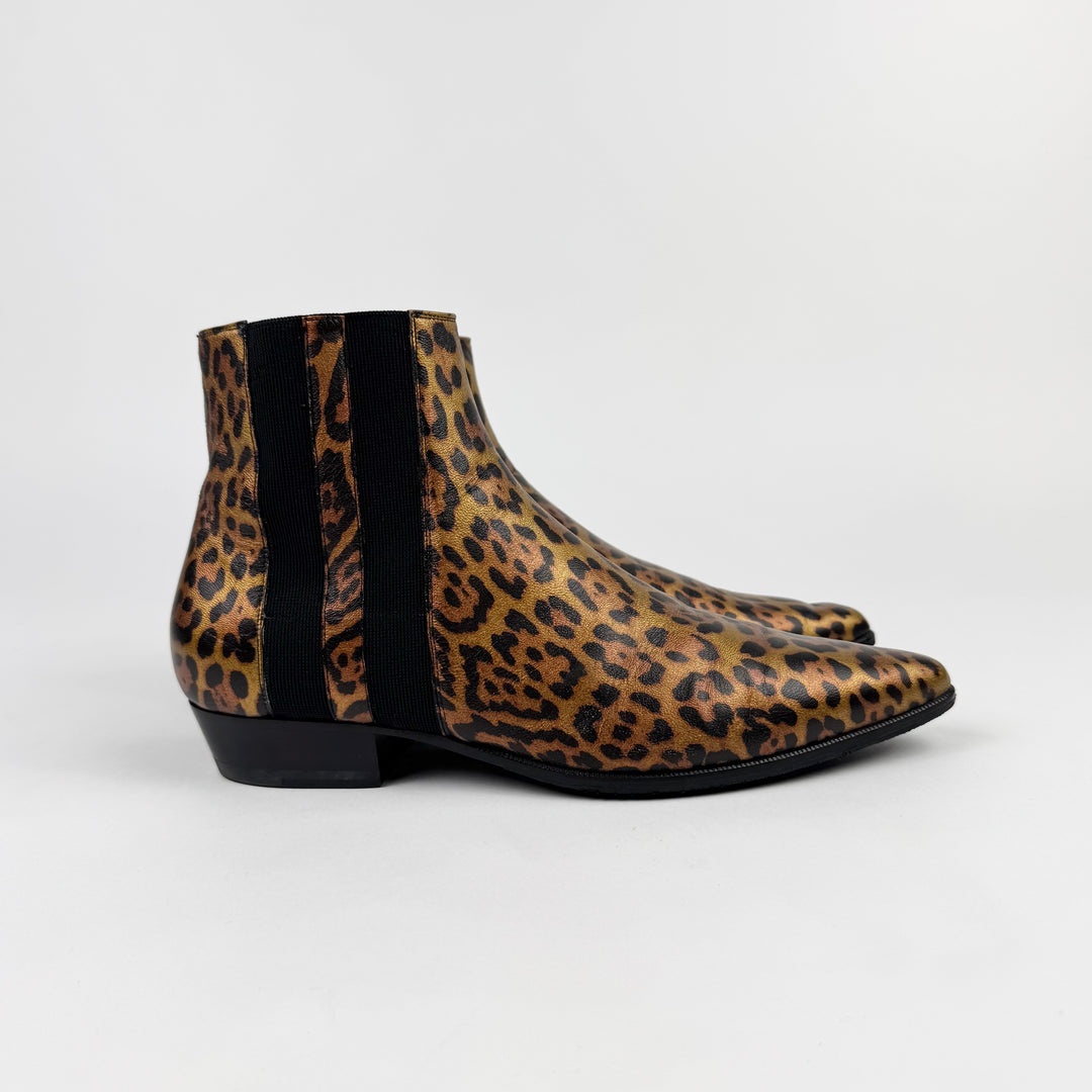 Saint Laurent SS2015 Leopard Pointy Leather Chelsea Boots