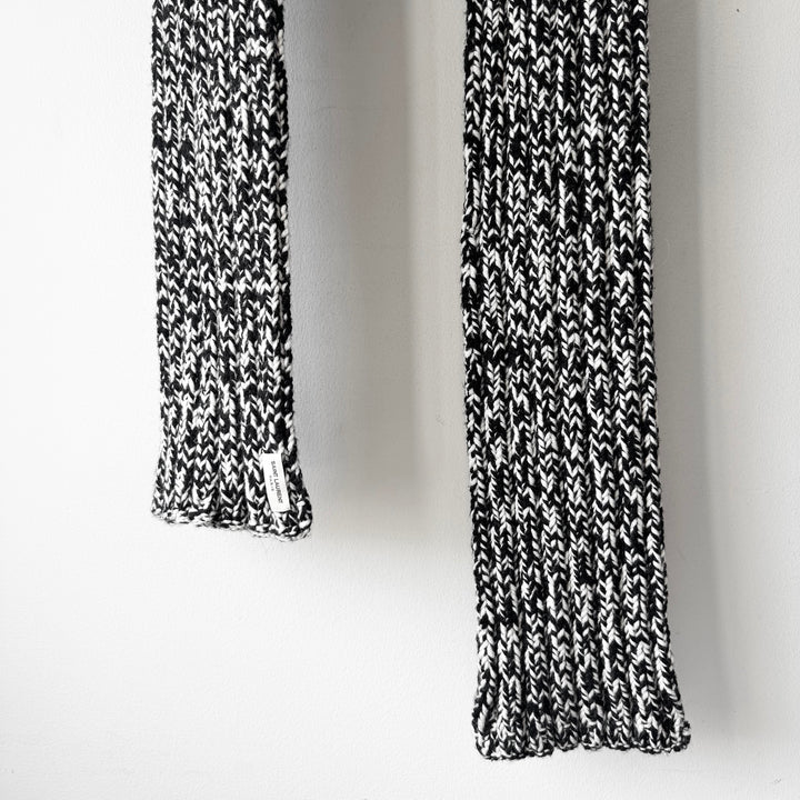 Saint Laurent Black/White Heavy Chunky Knit Wool Scarf