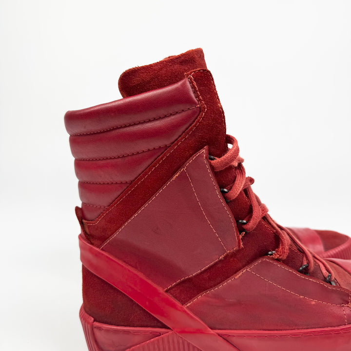 Boris Bidjan Saberi AW2015 Red Lamb Leather Bamba 2 High-Top Sneakers