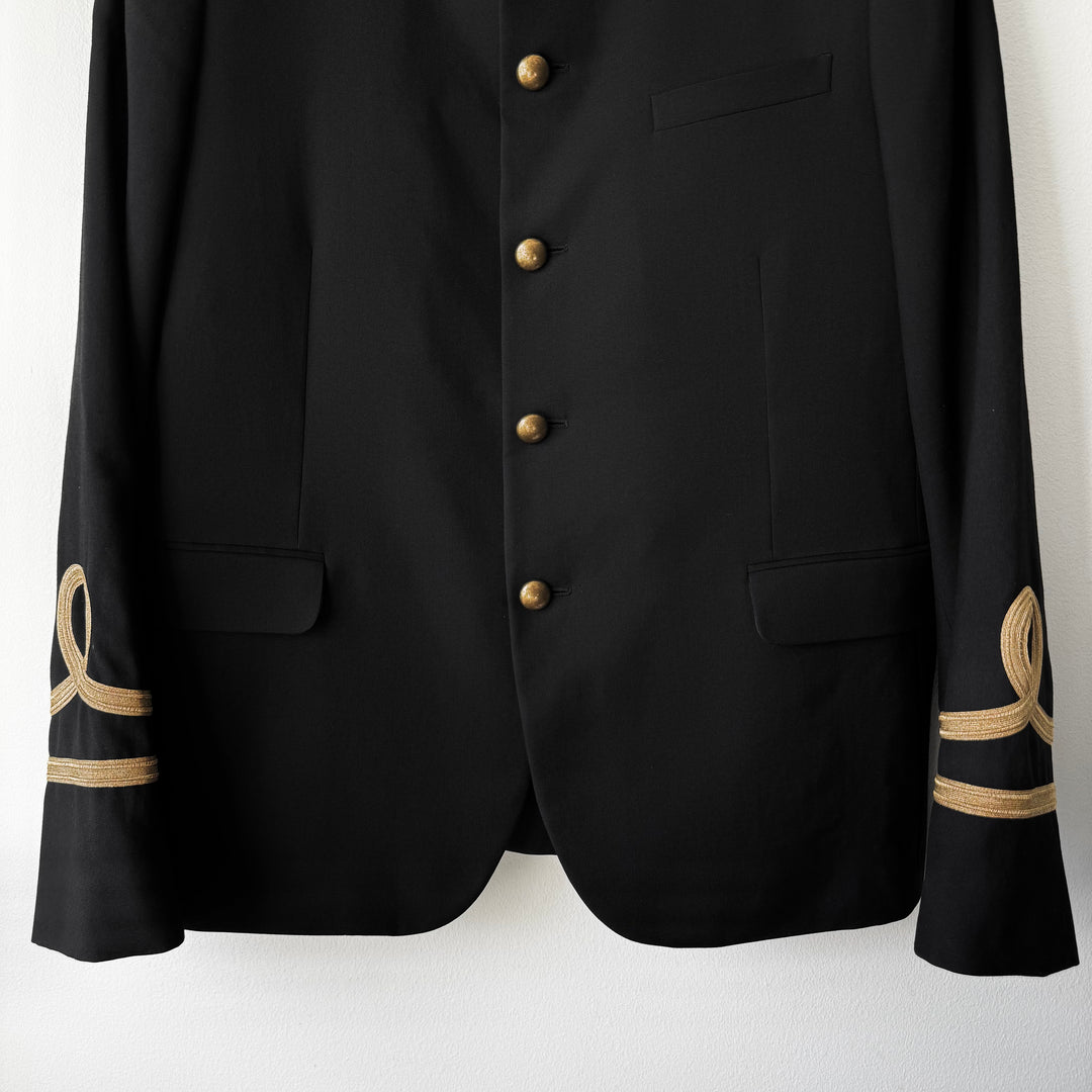 Saint Laurent SS2015 Psych Rock Black Wool Naval Officer Jacket