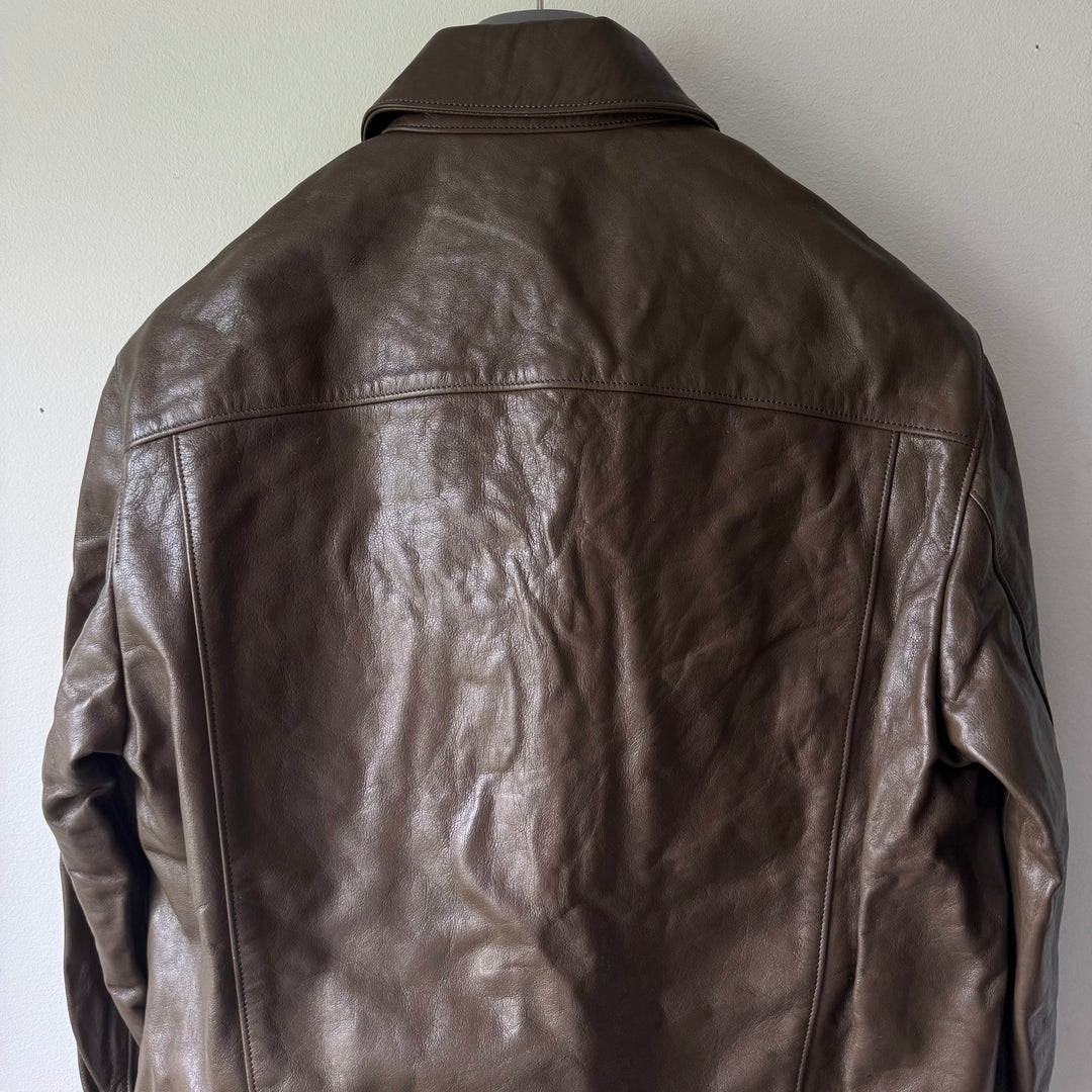 Lemaire Cropped Glazed Cow Leather Blouson Jacket