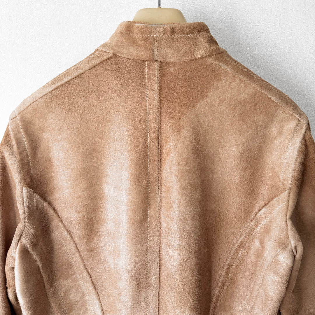 Gucci By Tom Ford FW1996 Camel Pony Hair Calf Leather Moto Jacket