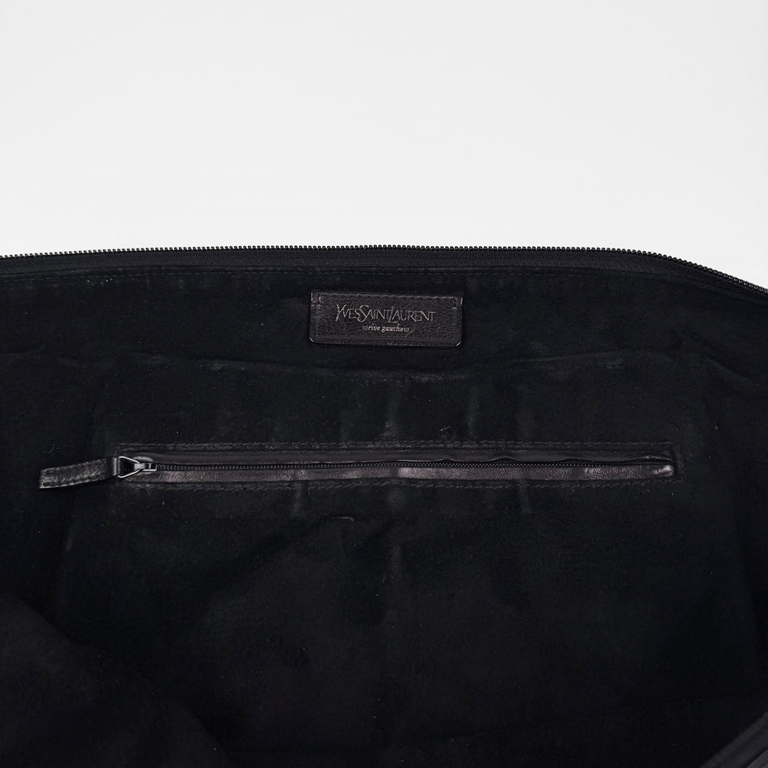 Yves Saint Laurent Rive Gauche SS2002 Black XL Mombasa Leather Croissant Crossbody Bag