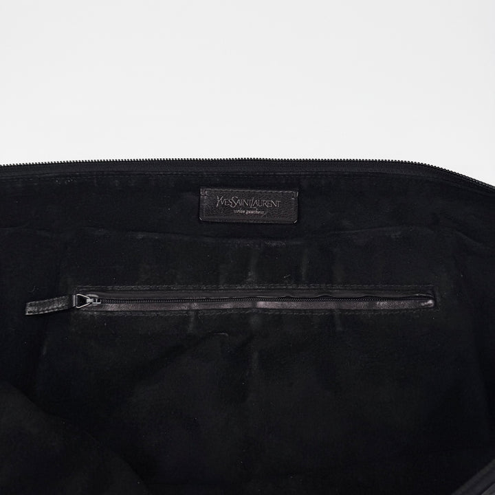 Yves Saint Laurent Rive Gauche SS2002 Black XL Mombasa Leather Croissant Crossbody Bag
