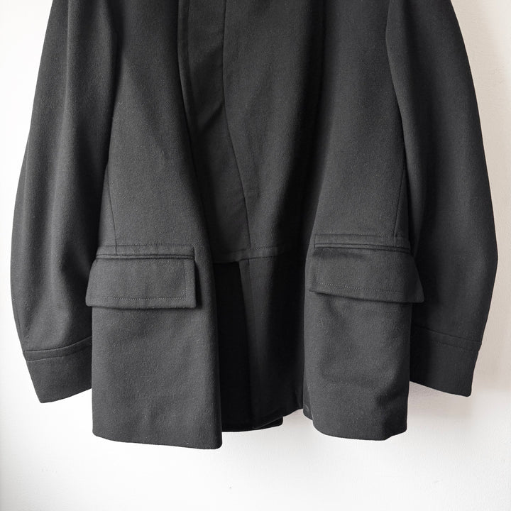 Gucci By Tom Ford FW2002 Black Asymmetrical High Neck Wool Half Coat