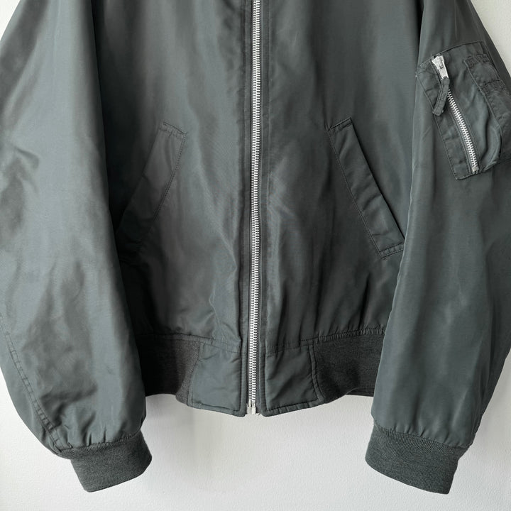 Helmut Lang AW1998 Gray Polyamide MA-1 Flight Bomber Jacket
