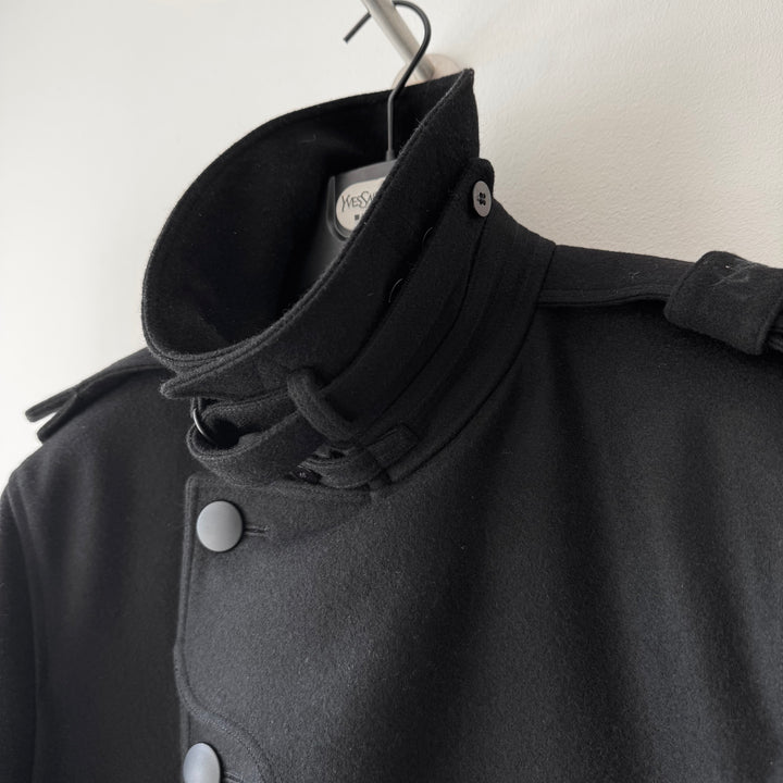 Yves Saint Laurent FW2012 Black Wool Military Double Breasted Short Coat