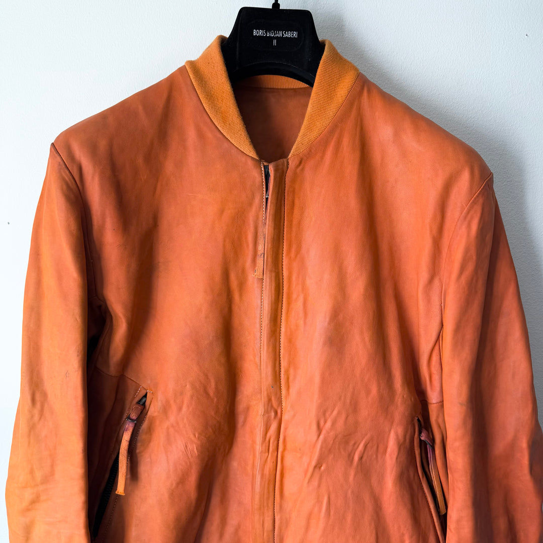 Boris Bidjan Saberi SS2018 Orange Horse Leather J3-F2424M Bomber Jacket