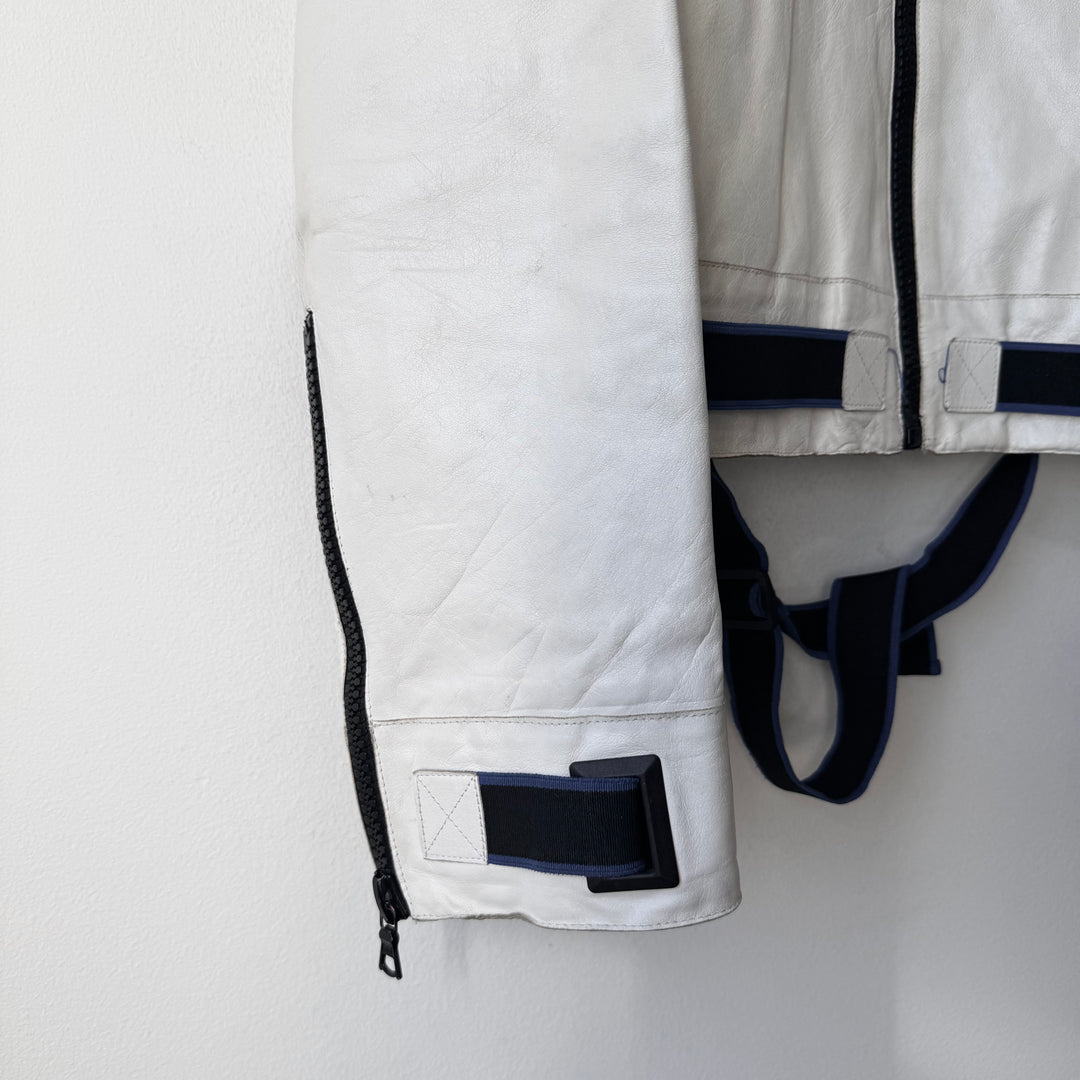 Miu Miu SS2000 White Belted Leather Blouson Jacket