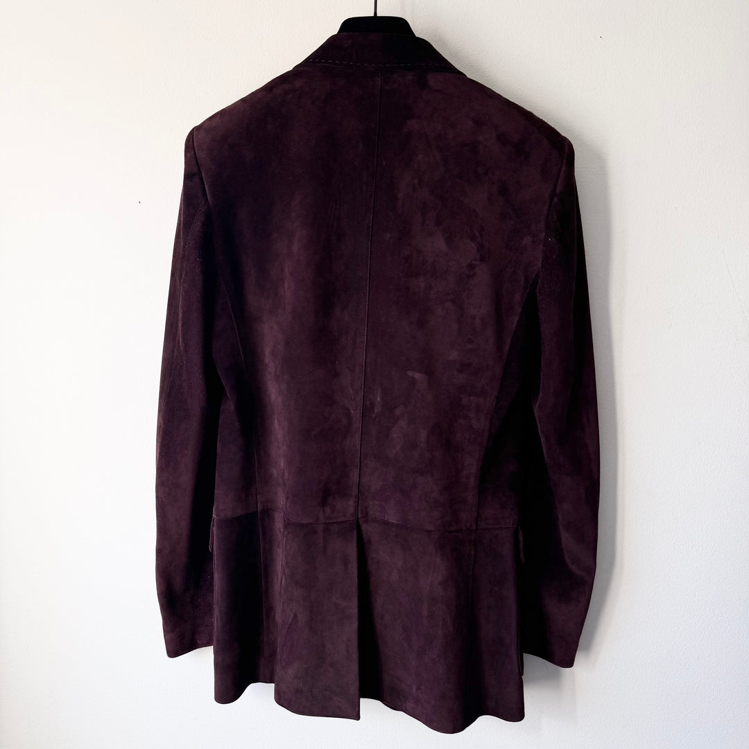 Gucci By Tom Ford 2000’s Burgundy Brown Suede Leather Blazer Jacket