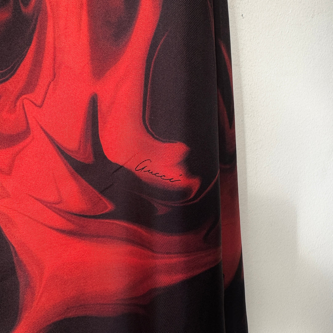 Gucci By Tom Ford SS2001 Red/Black Silk Magma Print Button Up Shirt