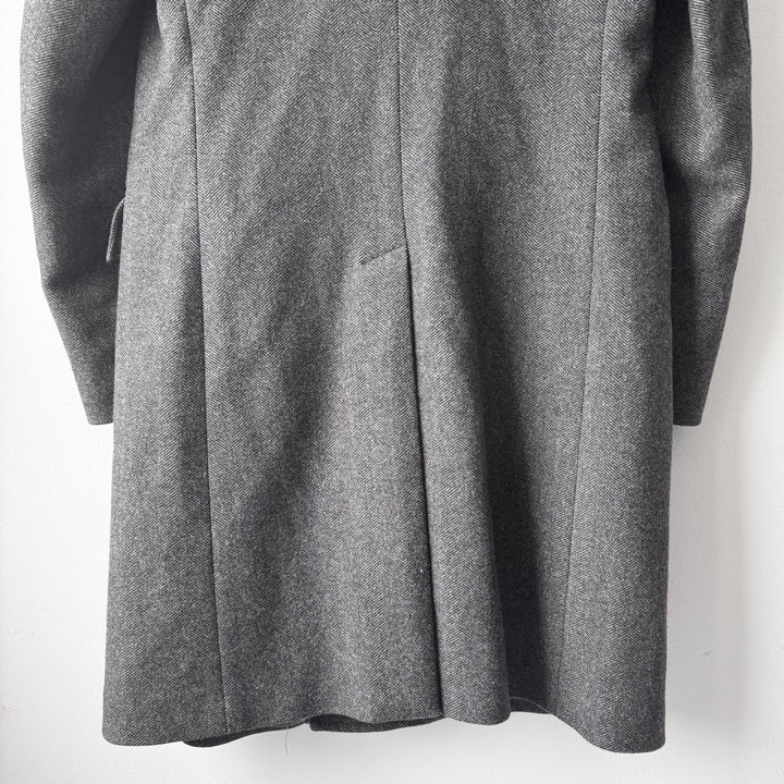 Gucci By Tom Ford Dark Grey Herringbone Peak Lapel Wool Coat