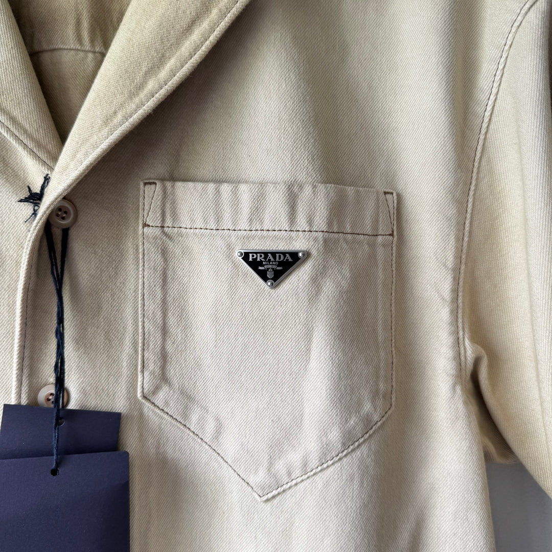 Prada SS2025 Short-Sleeved Bull Denim Bowling Shirt