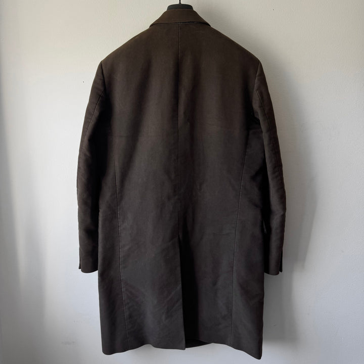 Helmut Lang 1990’s Brown Moleskin Button-Up Overcoat