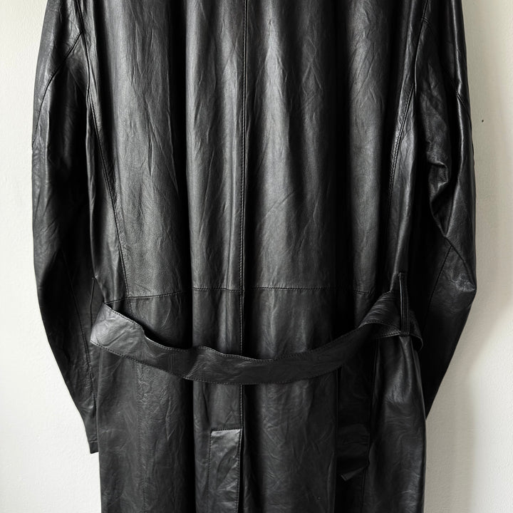 Prada FW2004 Black Lamb Nappa Leather Long Trench Coat