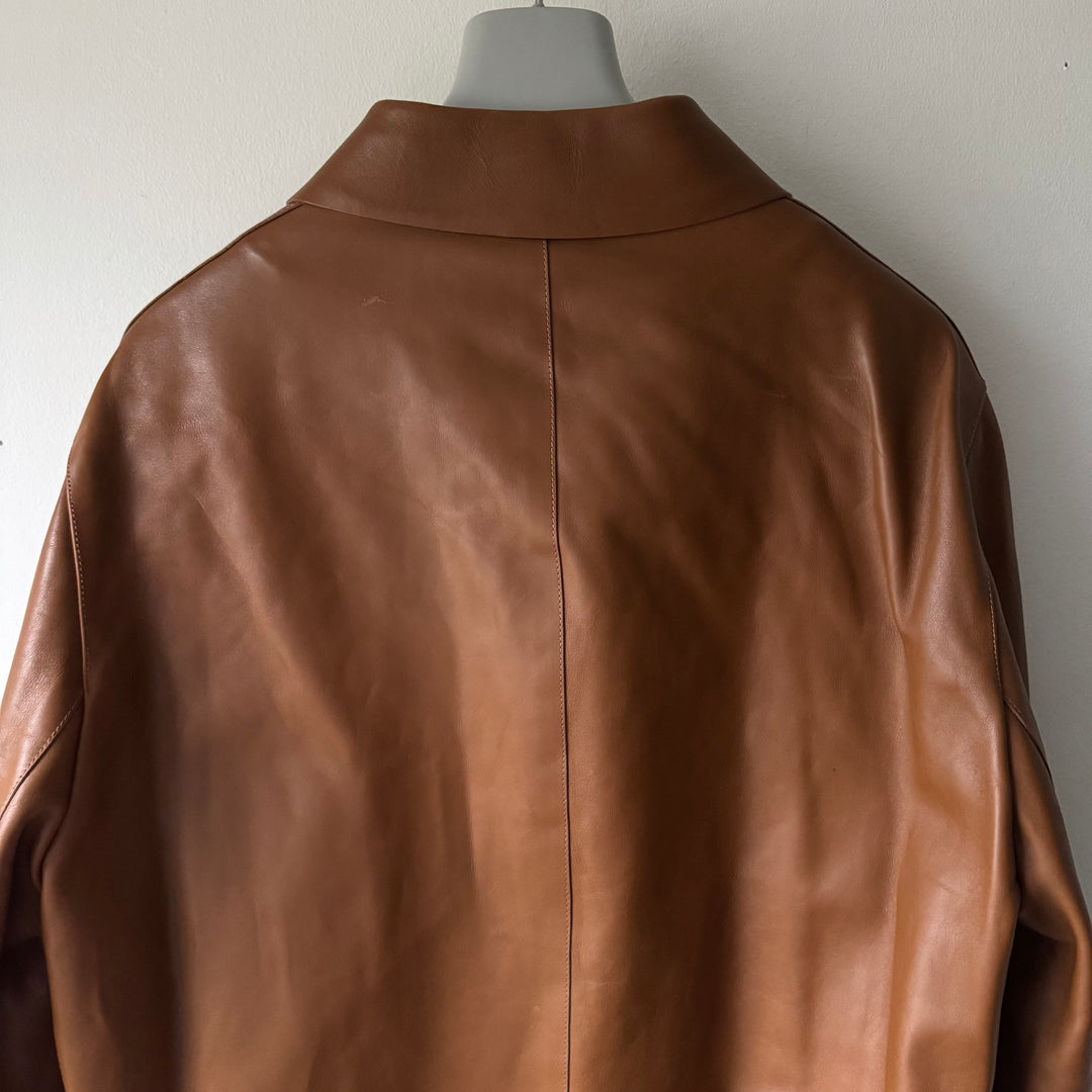 Prada FW2000 Tan Brown Insulated Calf Leather Zip-Up Blouson Jacket