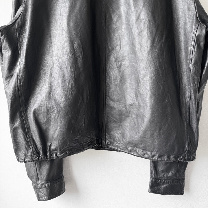 Prada 2000's Black Lamb Leather 1-Pocket Cropped Overshirt Jacket