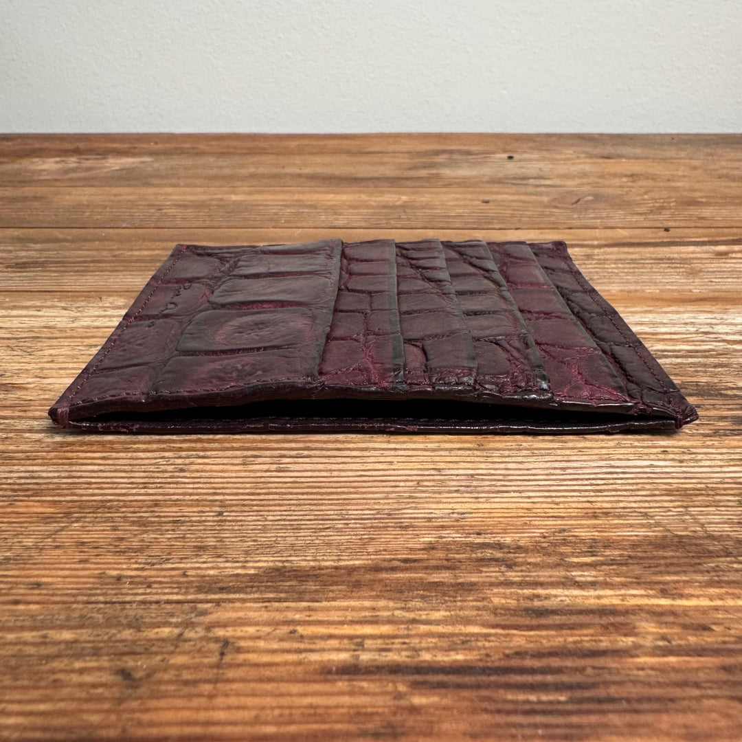 Rick Owens SS17 Burgundy Alligator Card Holder Wallet