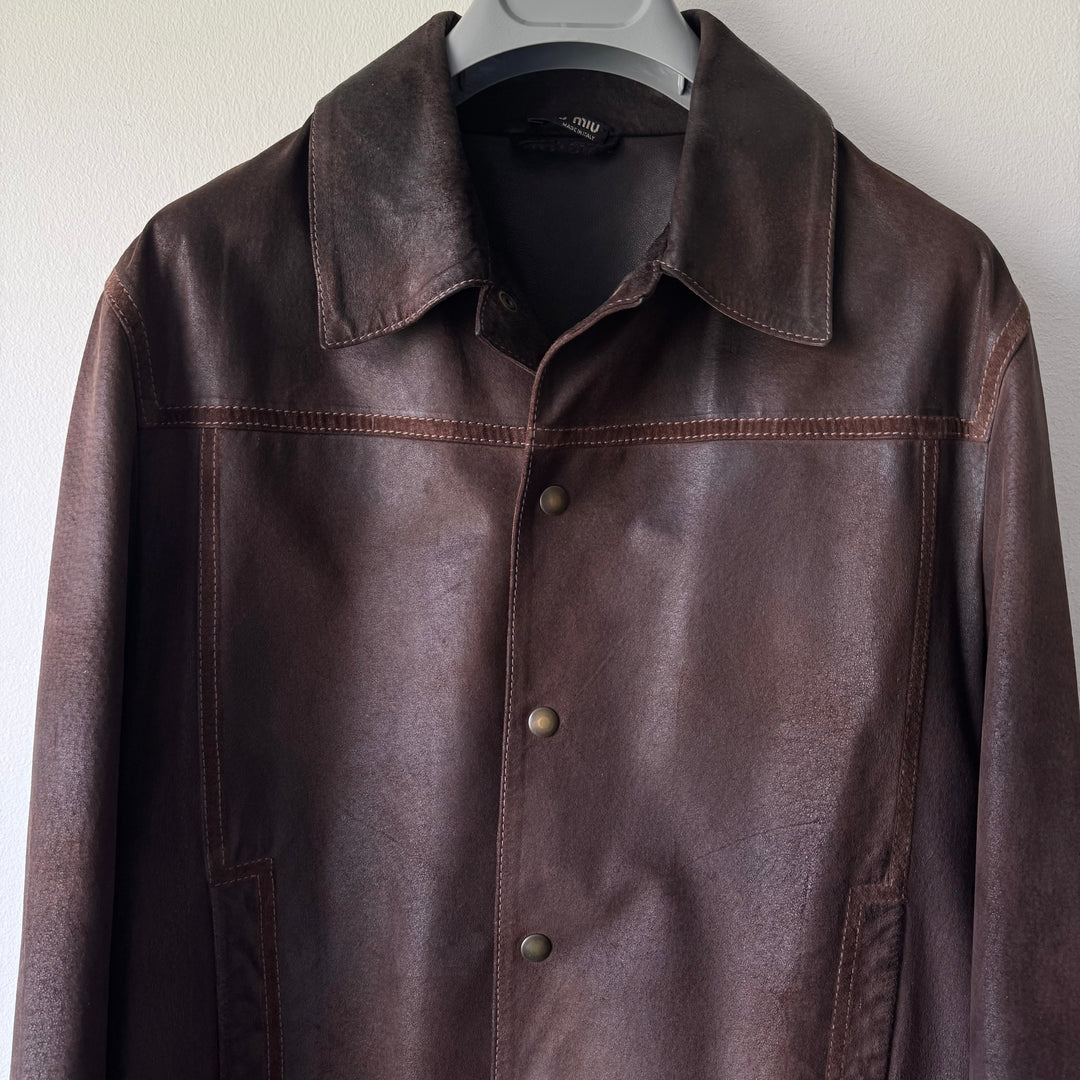 Miu Miu 2000’s Vintage Effect Suede Cropped Leather Blouson