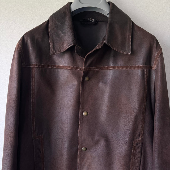 Miu Miu 2000’s Vintage Effect Suede Cropped Leather Blouson