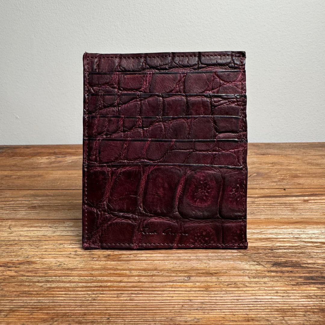Rick Owens SS17 Burgundy Alligator Card Holder Wallet