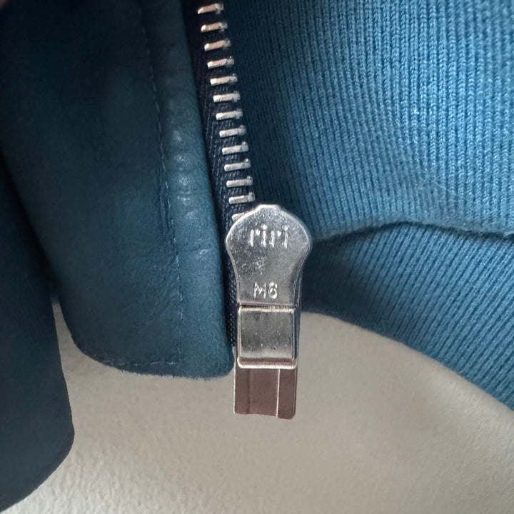 Hermes Blue Nubuck Leather Bomber Jacket