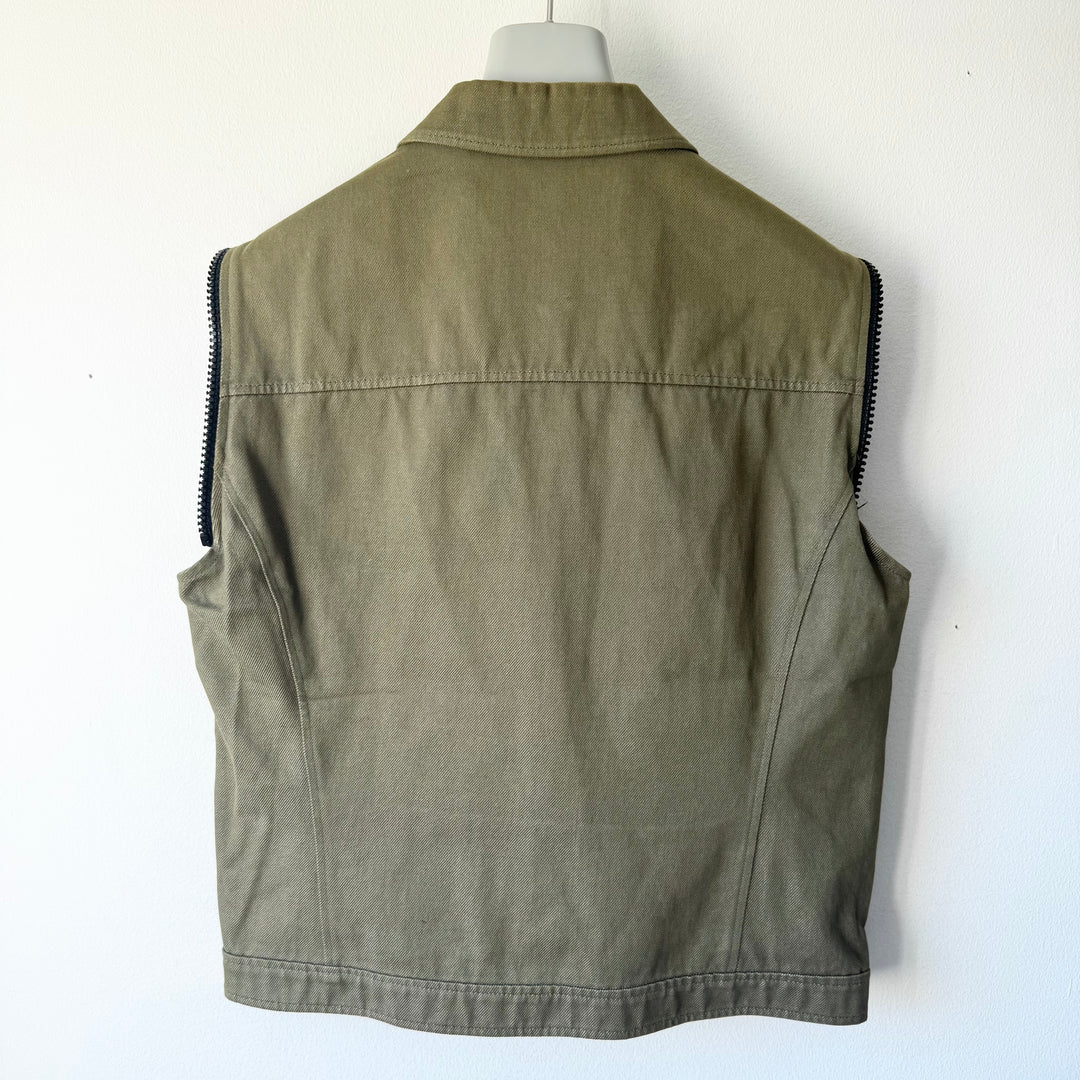 Miu Miu SS2000 Green Cotton Cropped Zip-Up Modular Denim Jacket