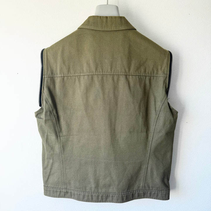Miu Miu SS2000 Green Cotton Cropped Zip-Up Modular Denim Jacket