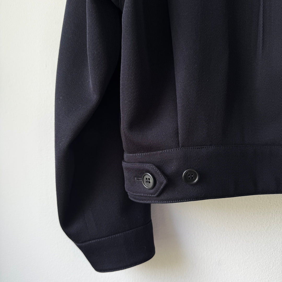 Prada Dark Navy Cropped Wool Hooded Jacket