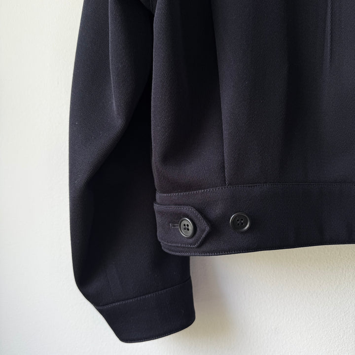 Prada Dark Navy Cropped Wool Hooded Jacket