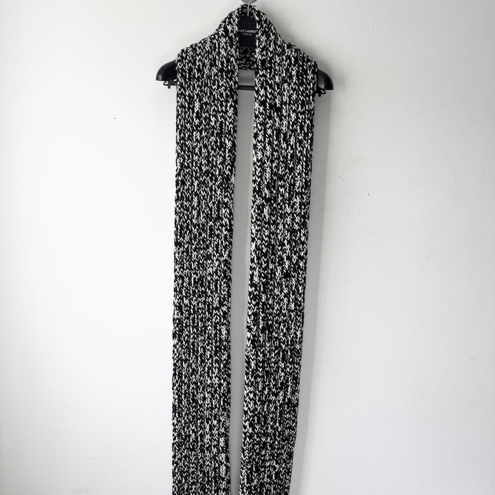Saint Laurent Black/White Heavy Chunky Knit Wool Scarf
