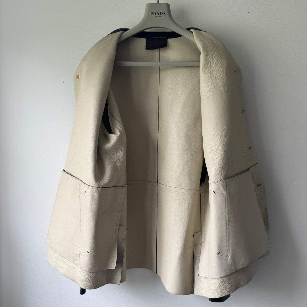 Prada 1990’s Button Up Contrast Leather Jacket