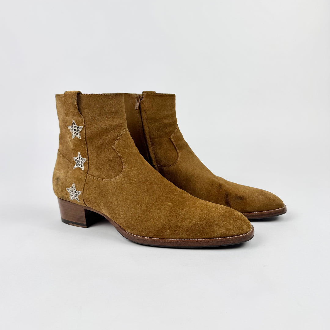 Saint Laurent SS2015 Psych Rock Brown Suede Star Wyatt Boots