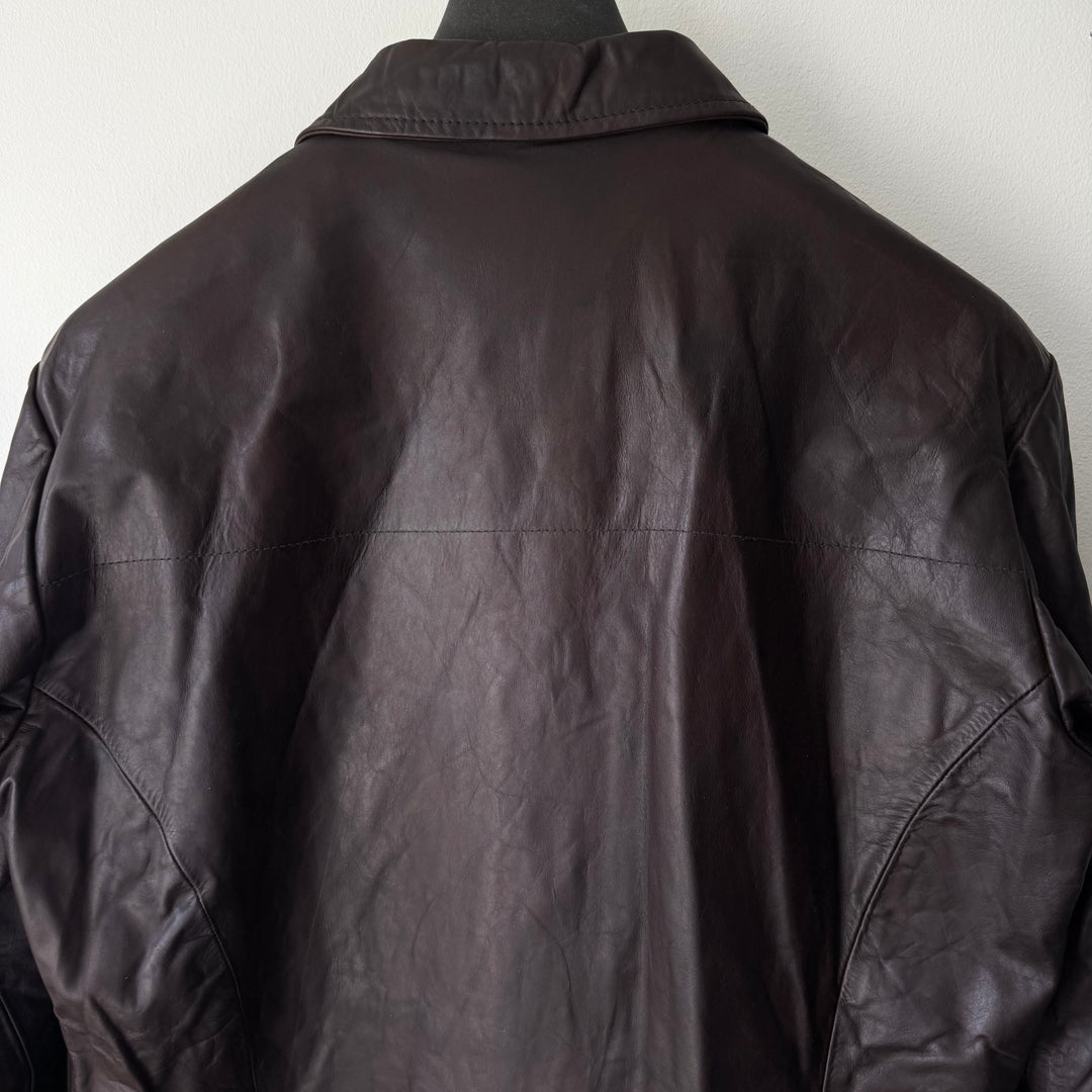 AW2003 Martin Margiela Brown 1-Pocket Leather Overshirt Jacket