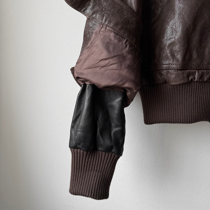 Dolce & Gabbana FW2005 Brown/Black Double Layered Military Bomber Lamb Leather Jacket