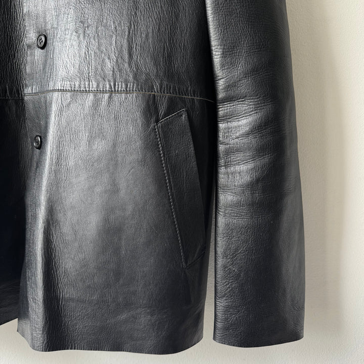 Prada 1990’s Button Up Contrast Leather Jacket